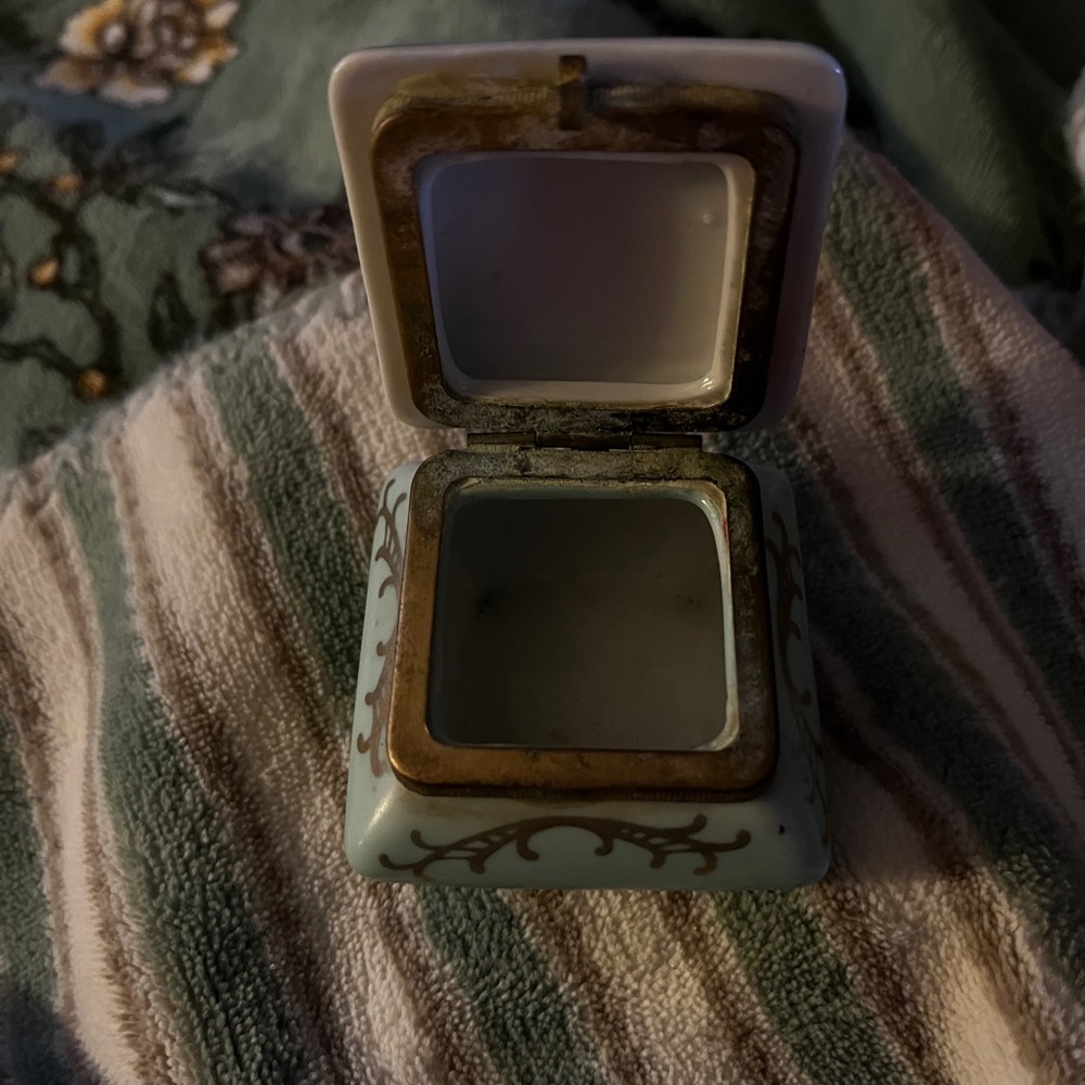 Beautiful Old Hand Painted and Signed Miniature Trinket Box